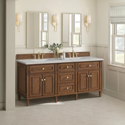 Lorelai 72"Double Vanity, Mid-Century Walnut w/ 3 CM Eternal Jasmine Pearl Silestone Top