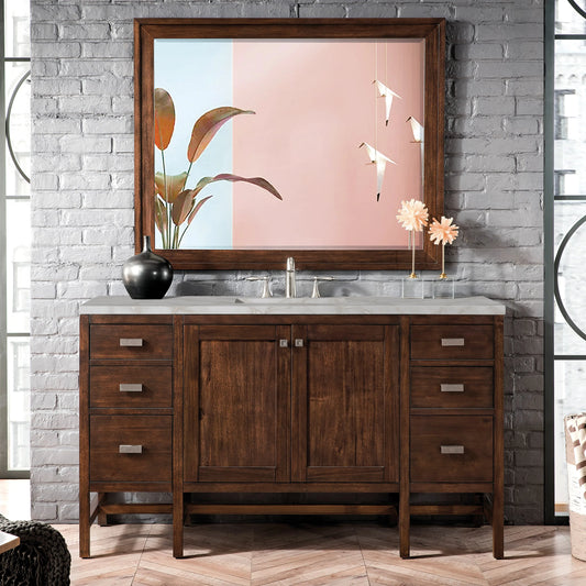Addison 60" Single Vanity, Mid-Century Acacia w/ 3 CM Victorian Silver Silestone Top