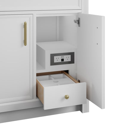 Renovate for Less Atlanta Bellshire 30" Single Vanity, Bright White w/ 3 CM Victorian Silver Silestone Top