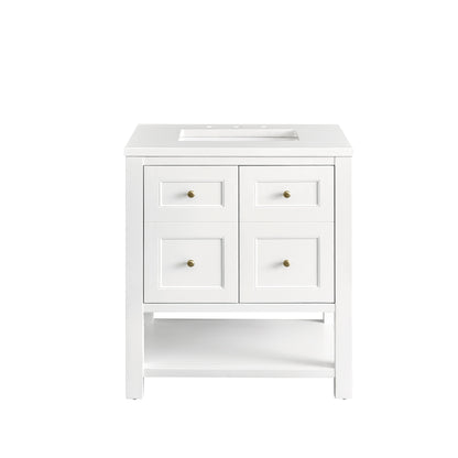 Renovate for Less Atlanta Breckenridge 30" Single Vanity, Bright White w/ 3 CM White Zeus Top