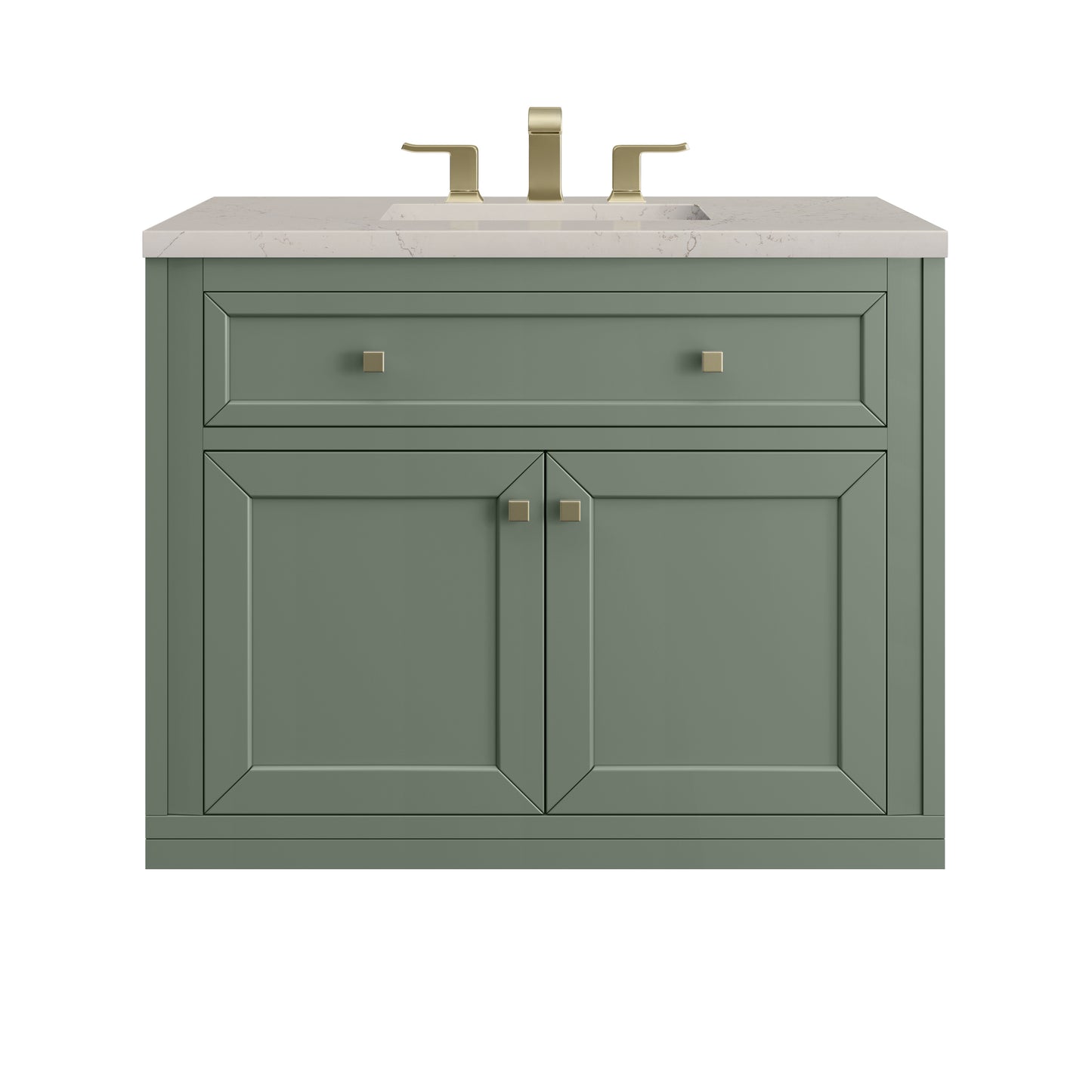 Renovate for Less Atlanta Chicago 36" Single Vanity, Smokey Celadon, w/ 3 CM Siberian Silestone Top