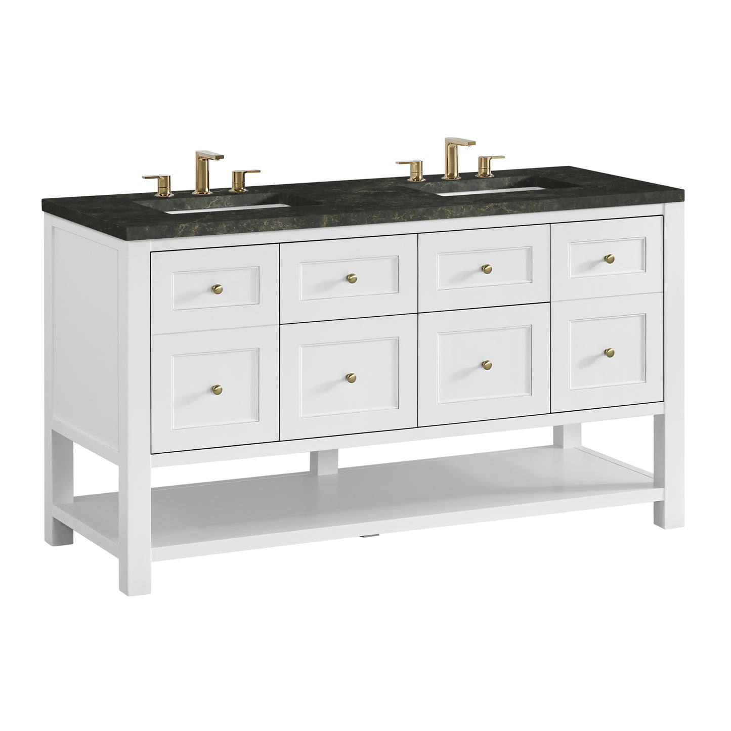 Renovate for Less Atlanta Breckenridge 60" Double Vanity, Bright White, w/ 3 CM Phantome Eclos Top