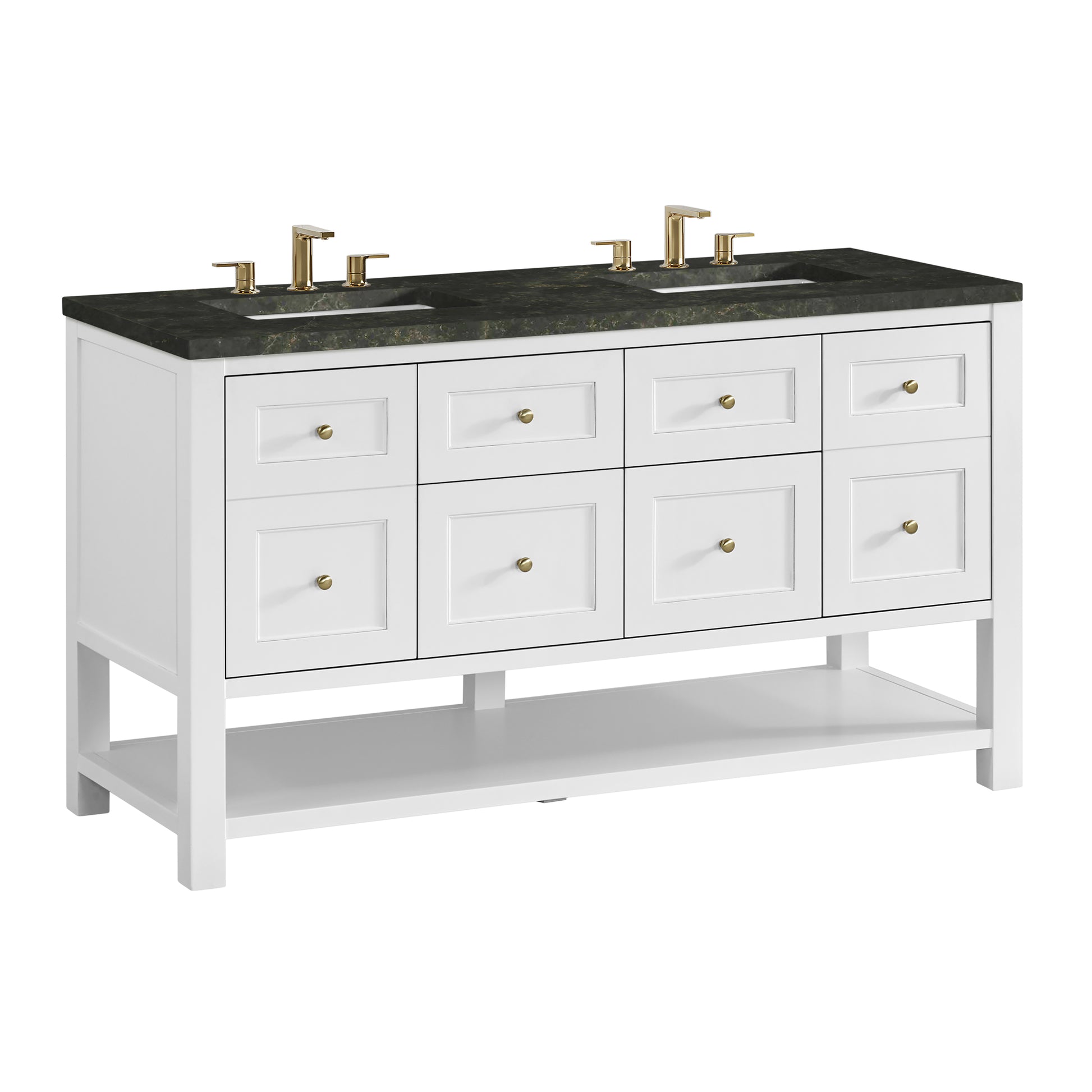 Renovate for Less Atlanta Breckenridge 60" Double Vanity, Bright White, w/ 3 CM Phantome Eclos Top