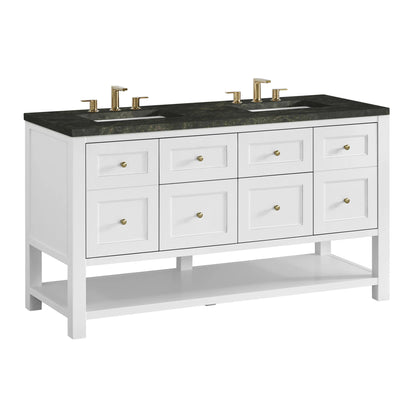 Breckenridge 60" Double Vanity, Bright White, w/ 3 CM Phantome Eclos Top