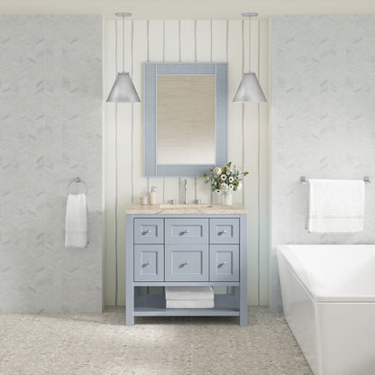 Renovate for Less Atlanta Breckenridge 36" Single Vanity, Serenity Blue, w/ 3 CM Tajnar Eclos Top