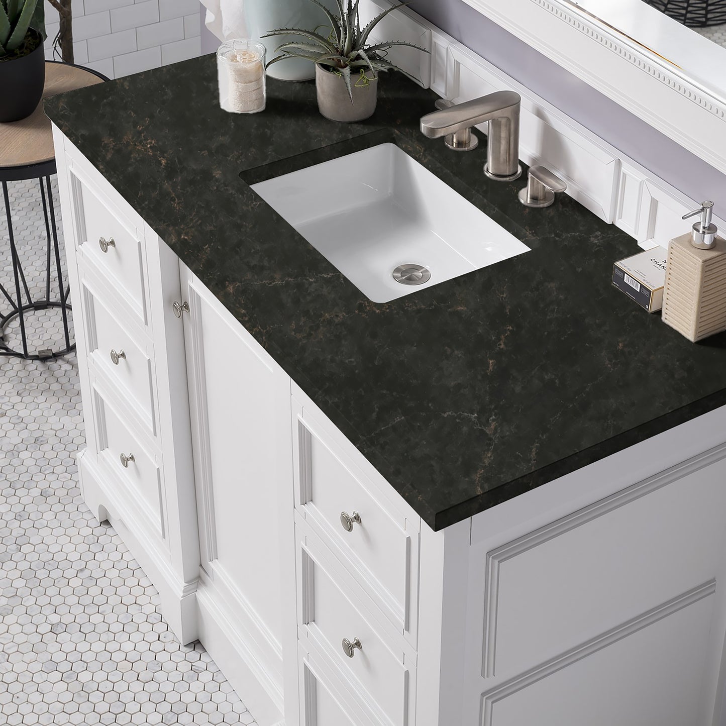 Renovate for Less Atlanta De Soto 48" Single Vanity, Bright White, w/ 3 CM Phantome Eclos Top