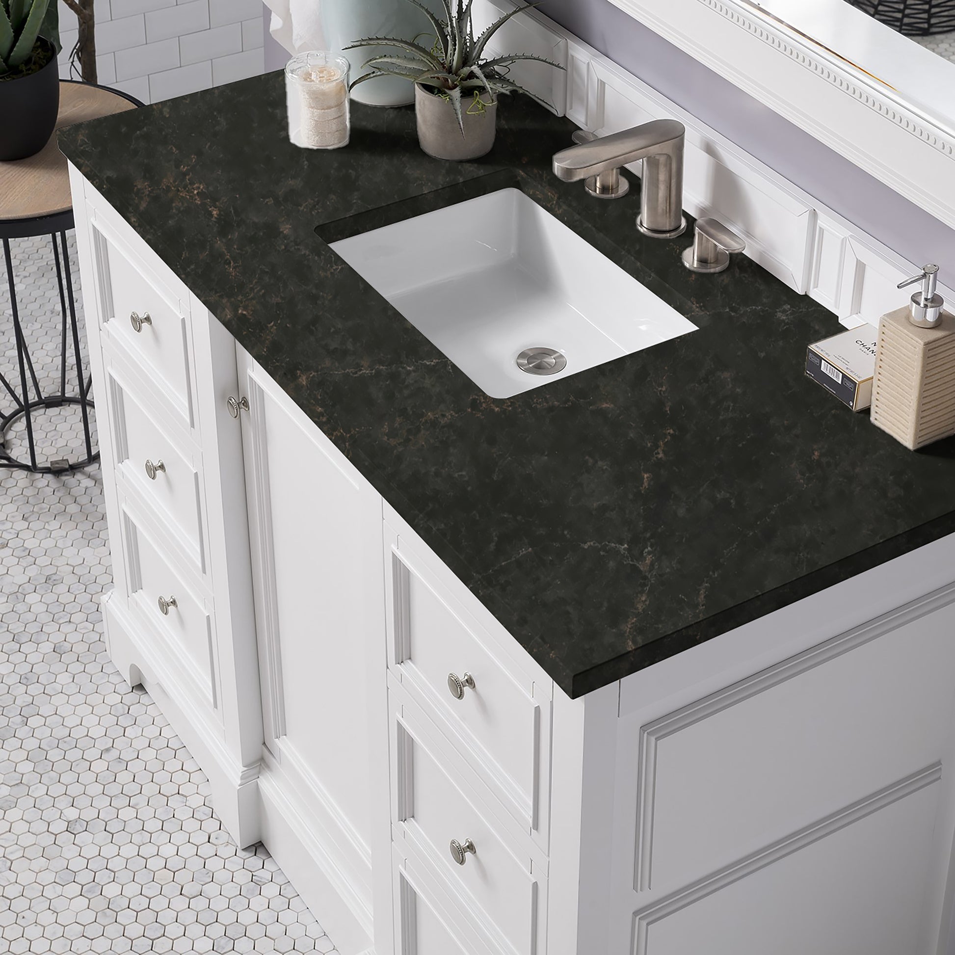 Renovate for Less Atlanta De Soto 48" Single Vanity, Bright White, w/ 3 CM Phantome Eclos Top