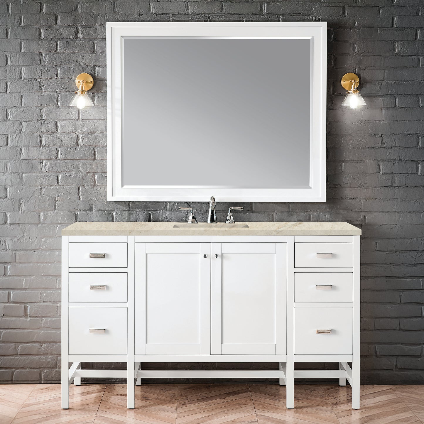 Renovate for Less Atlanta Addison 60" Single Vanity, Glossy White, w/ 3 CM Tajnar Eclos Top