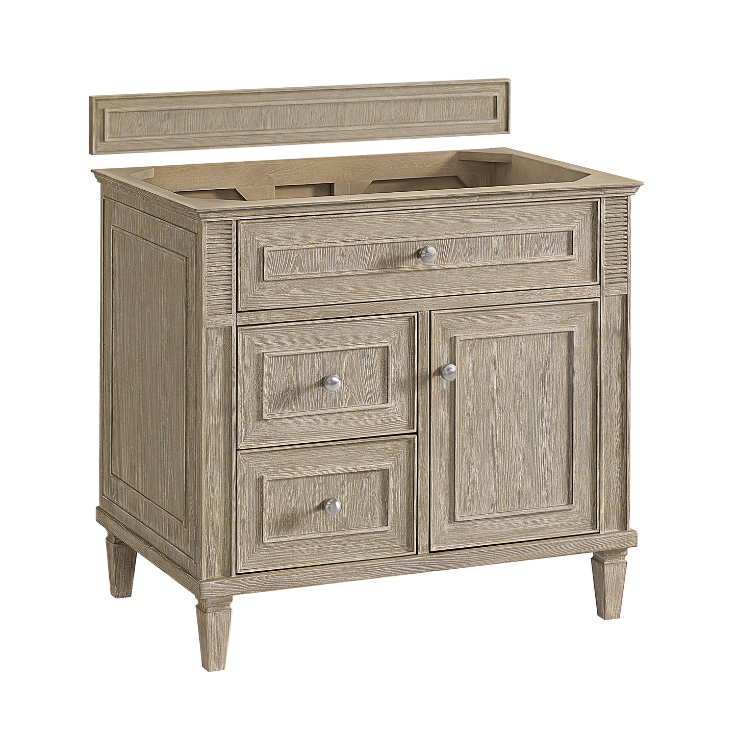 Renovate for Less Atlanta Lorelai 36" Single Vanity, Whitewashed Oak, w/ 3 CM Siberian Silestone Top