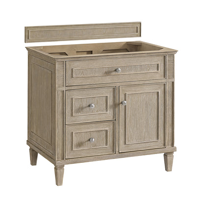Renovate for Less Atlanta Lorelai 36" Single Vanity, Whitewashed Oak, w/ 3 CM Siberian Silestone Top