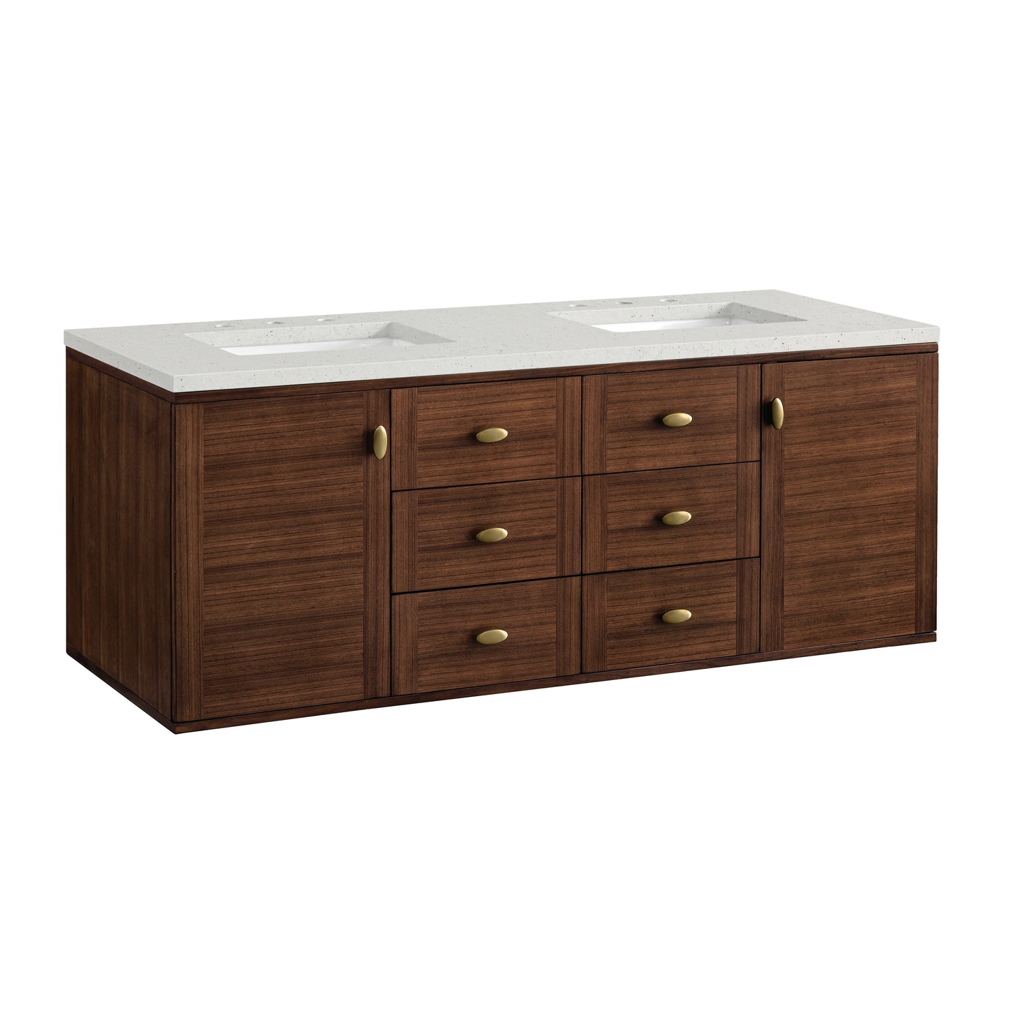 Renovate for Less Atlanta Amberly 60" Double Vanity, Mid-Century Walnut w/ 3 CM Lime Delight Top