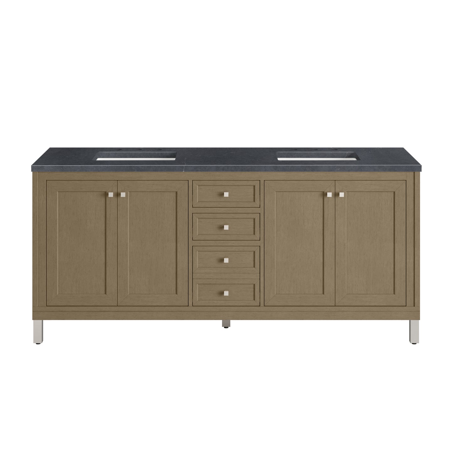 Renovate for Less Atlanta Chicago 72" Double Vanity, Walnut Whisper, w/ 3 CM Charcoal Soapstone Silestone® Top
