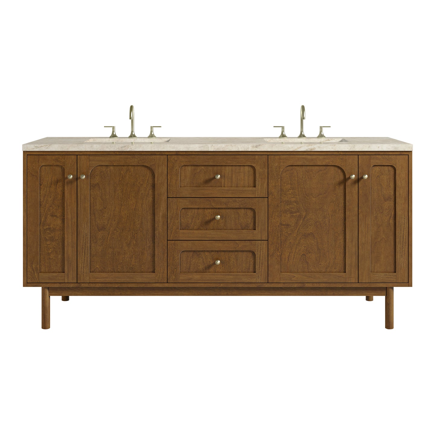 Renovate for Less Atlanta Laurent 72" Double Vanity, Honey Oak w/ 3 CM Tajnar Eclos Top