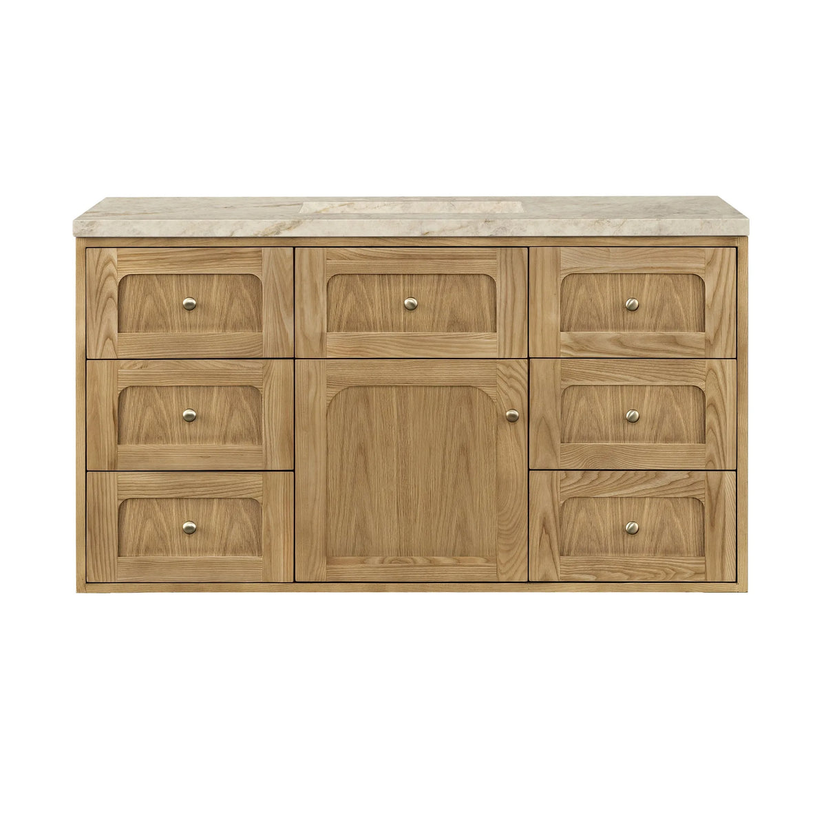 Laurent 48" Single Vanity, Light Natural Oak, w/ 3 CM Tajnar Eclos Top w/FreePower Wireless Charger