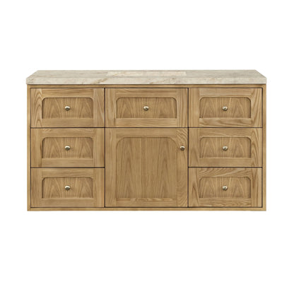 Laurent 48" Single Vanity, Light Natural Oak, w/ 3 CM Tajnar Eclos Top w/FreePower Wireless Charger