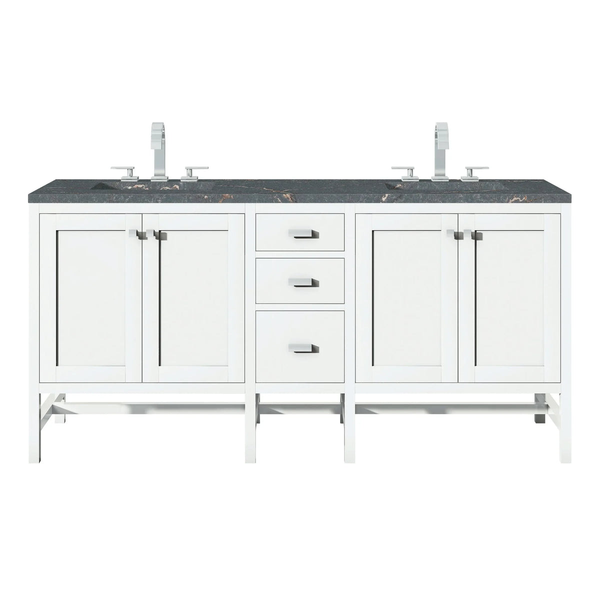 Addison 72" Double Vanity, Glossy White w/ 3 CM Parisien Bleu Silestone Top