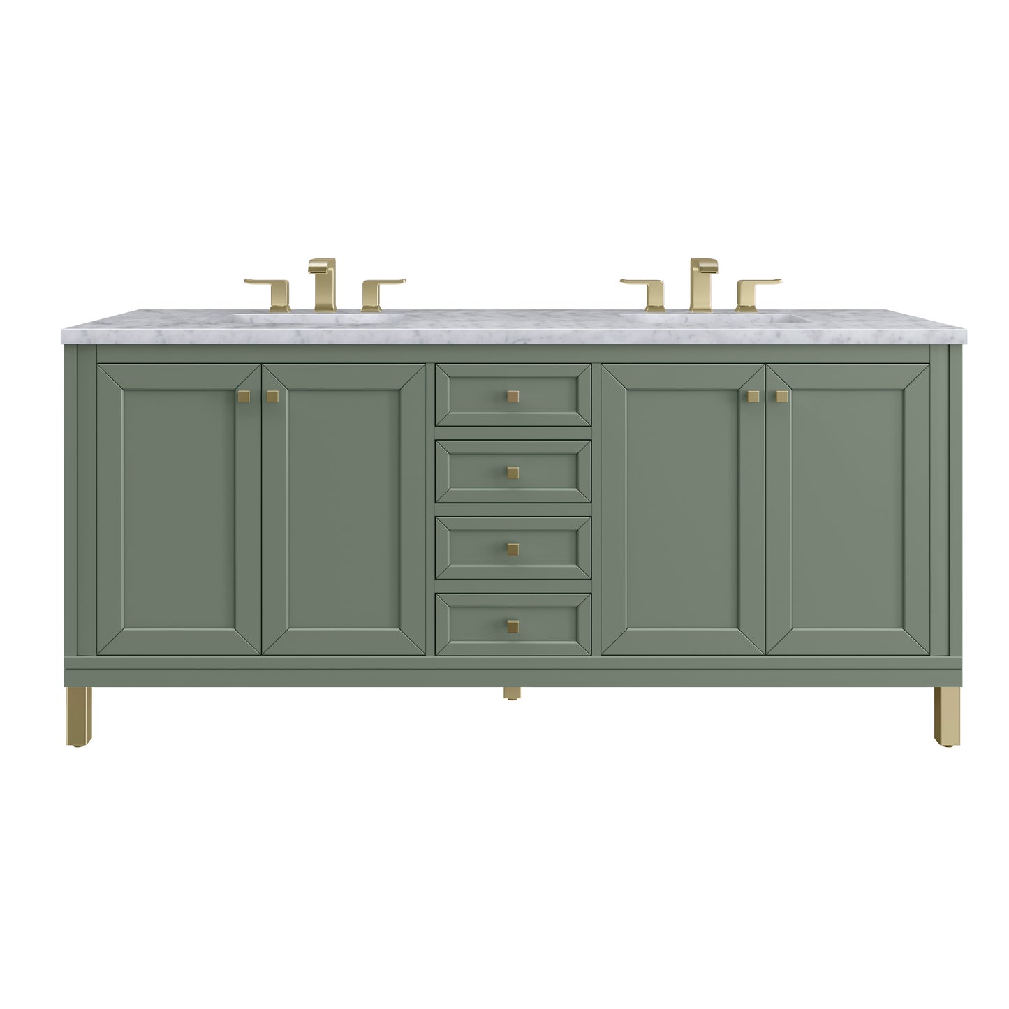 Renovate for Less Atlanta Chicago 72" Double Vanity, Smokey Celadon, w/ 3 CM Carrara Marble Top