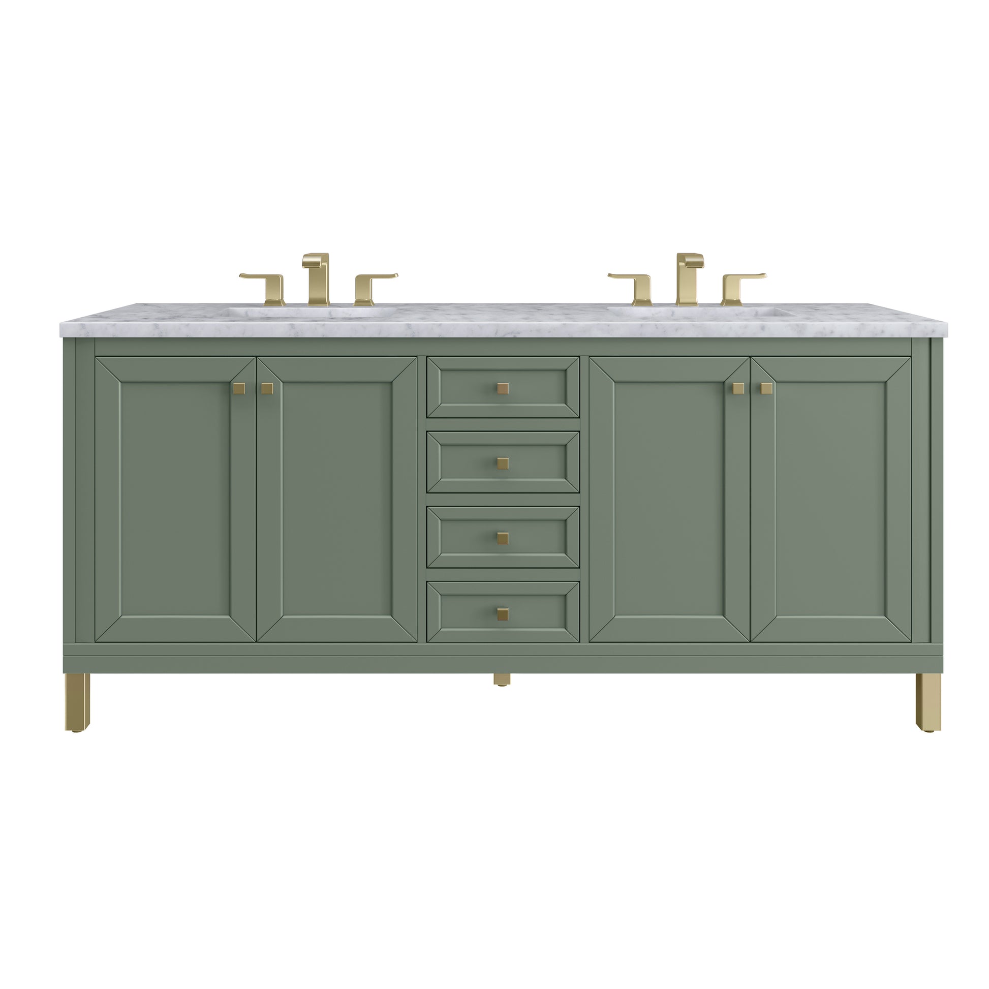 Renovate for Less Atlanta Chicago 72" Double Vanity, Smokey Celadon, w/ 3 CM Carrara Marble Top