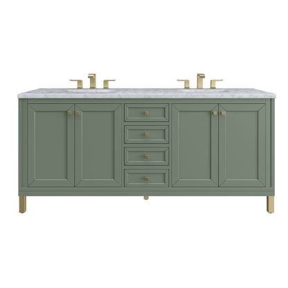 Renovate for Less Atlanta Chicago 72" Double Vanity, Smokey Celadon, w/ 3 CM Carrara Marble Top