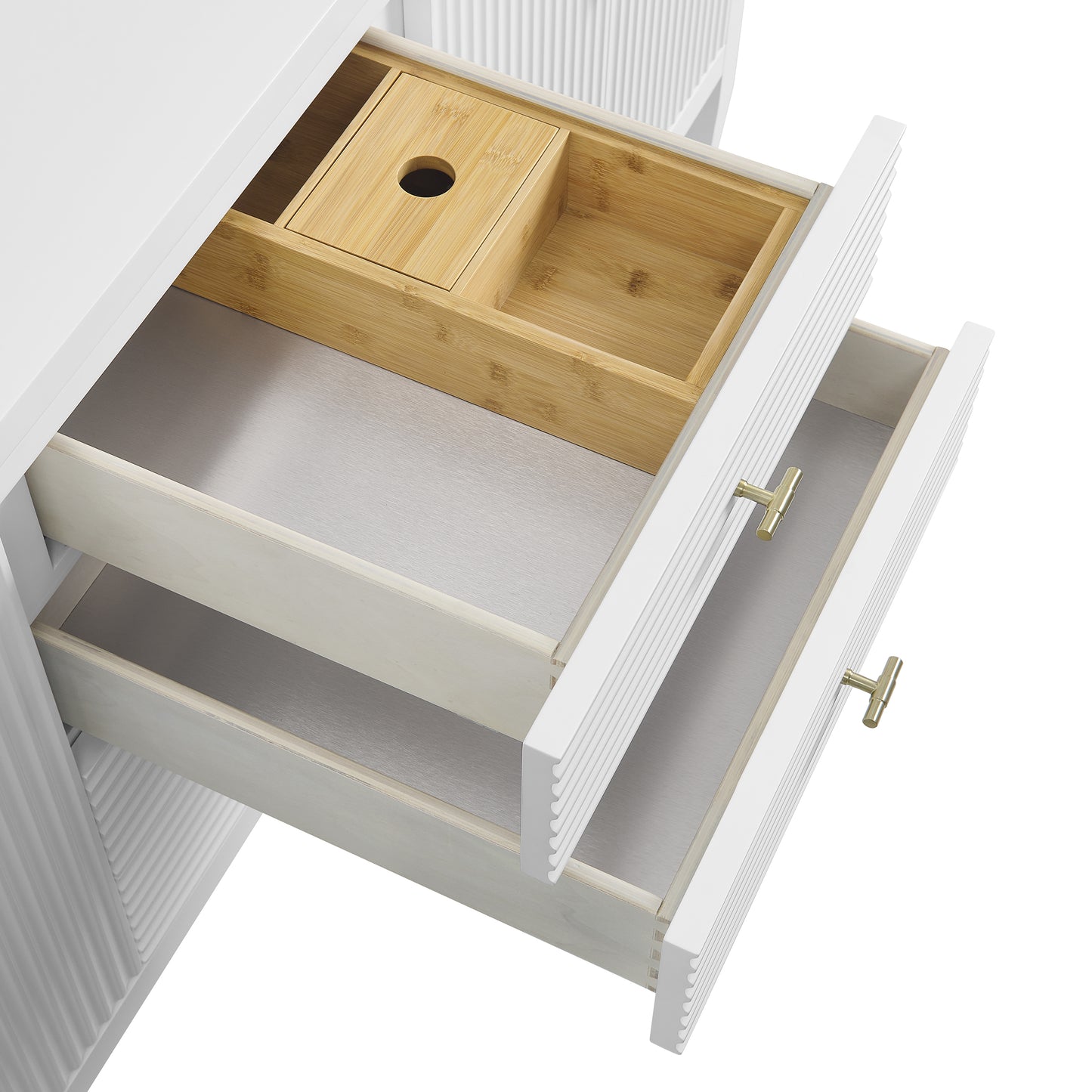 Renovate for Less Atlanta Myrrin 72" Double Vanity, Bright White w/ 3 CM Eternal Jasmine Pearl Silestone Top