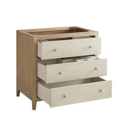 Renovate for Less Atlanta Celeste 36" Single Vanity, Sunwashed Oak with Embossed Shagreen w/ 3 CM White Zeus Silestone Top