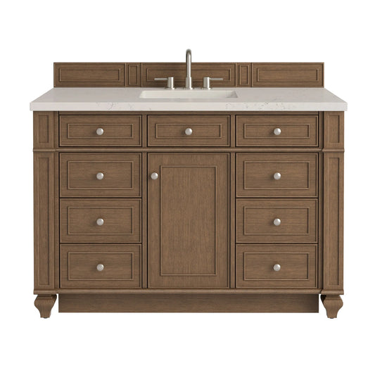 Bristol 48" Single Vanity, Saddle Brown, w/ 3 CM Siberian Silestone Top