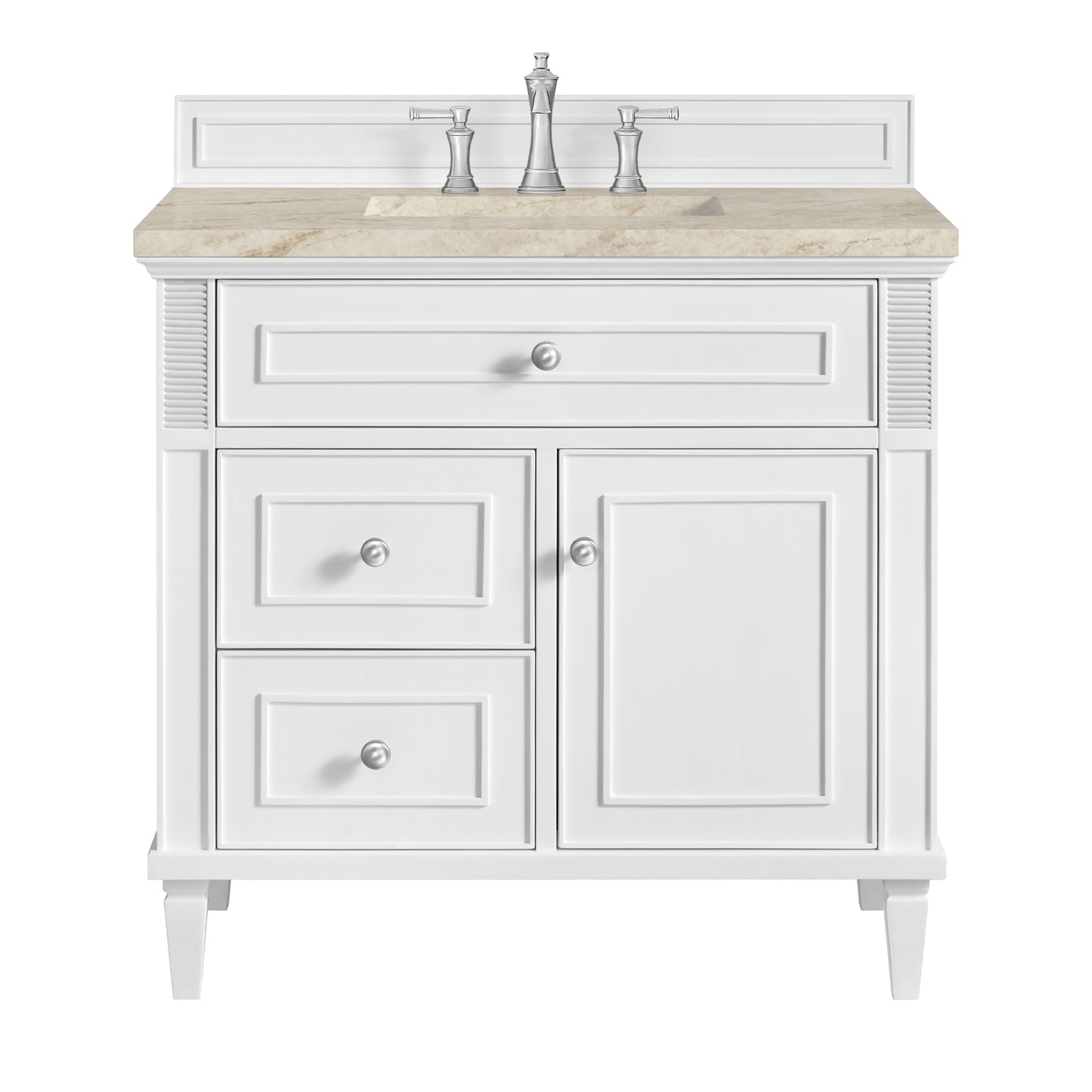 Renovate for Less Atlanta Lorelai 36" Single Vanity, Bright White, w/ 3 CM Tajnar Eclos Top