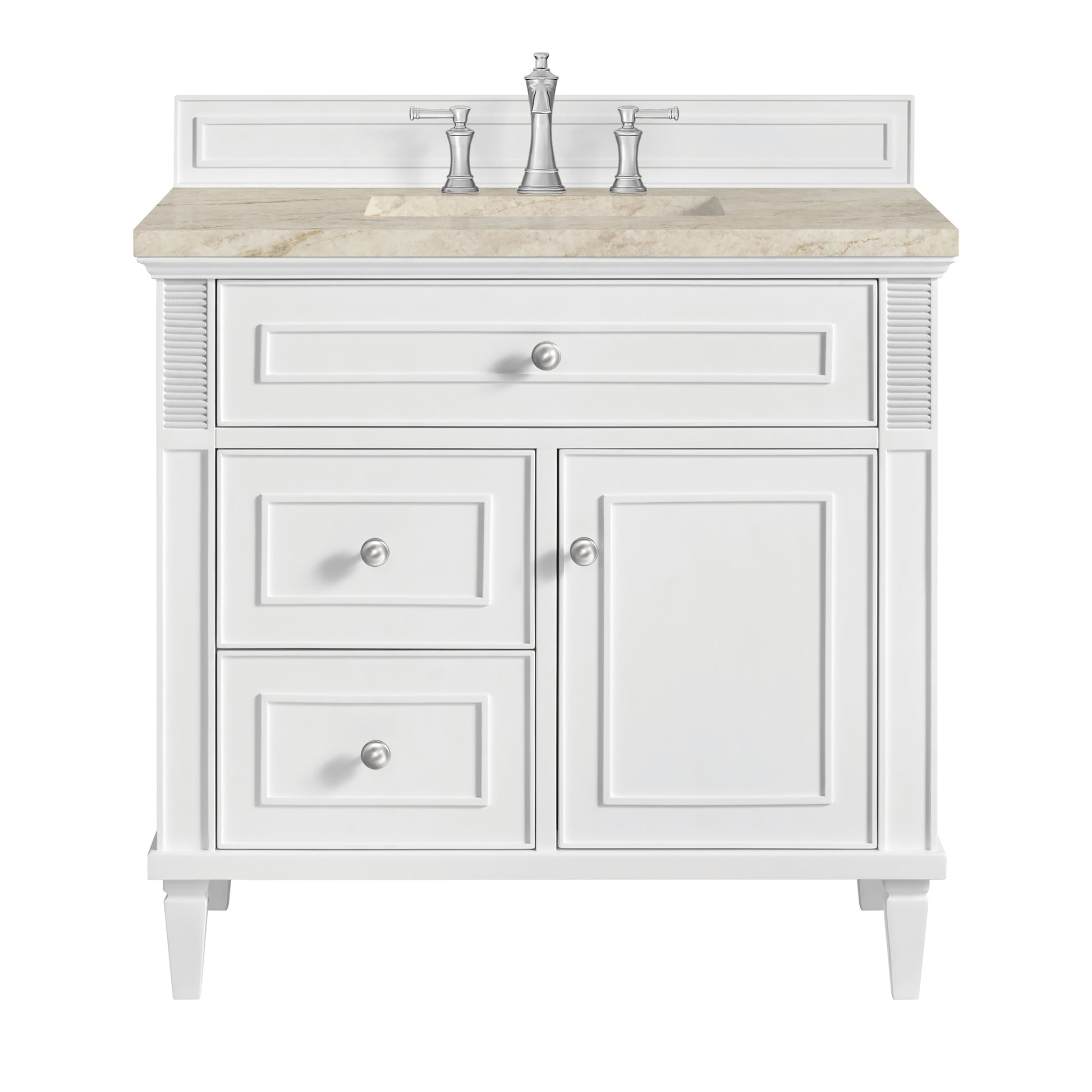 Renovate for Less Atlanta Lorelai 36" Single Vanity, Bright White, w/ 3 CM Tajnar Eclos Top