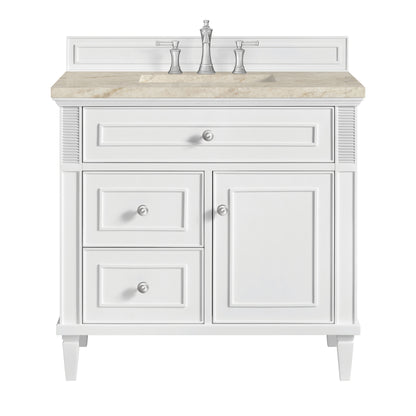 Renovate for Less Atlanta Lorelai 36" Single Vanity, Bright White, w/ 3 CM Tajnar Eclos Top