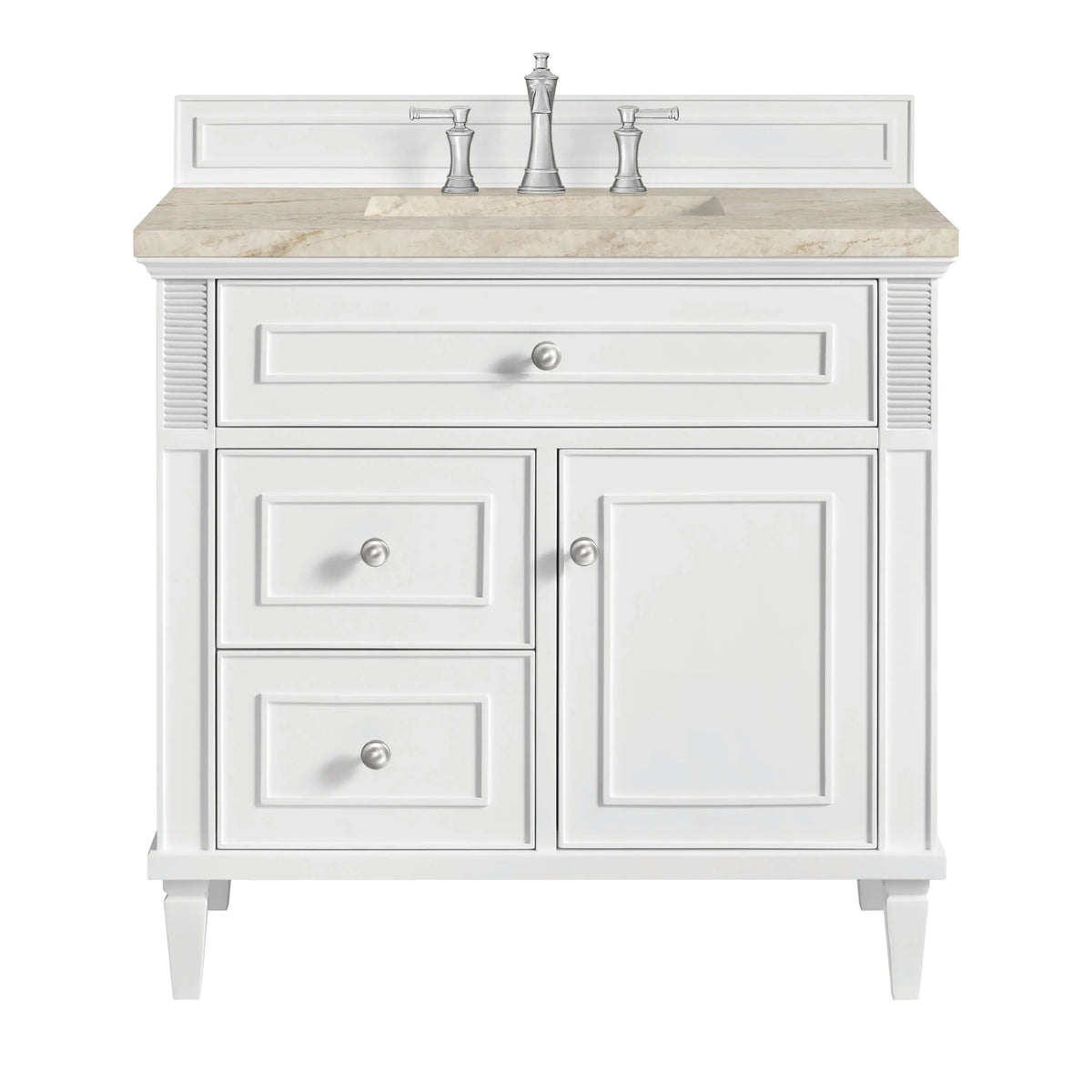 Lorelai 36" Single Vanity, Bright White, w/ 3 CM Tajnar Eclos Top