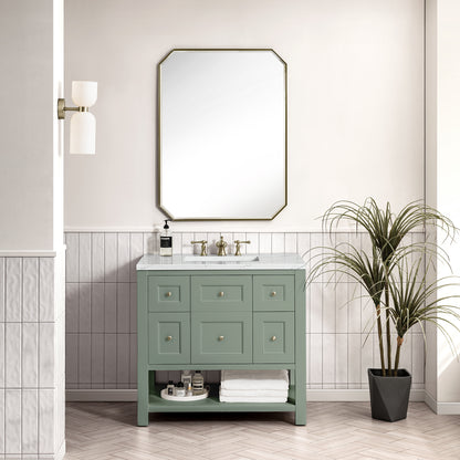 Renovate for Less Atlanta Breckenridge 36" Single Vanity, Smokey Celadon w/ 3 CM Ethereal Noctis Top