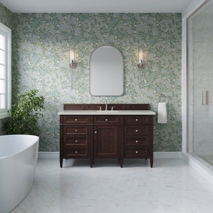 Renovate for Less Atlanta Brittany 60" Single Vanity, Burnished Mahogany, w/ 3 CM Siberian Silestone Top