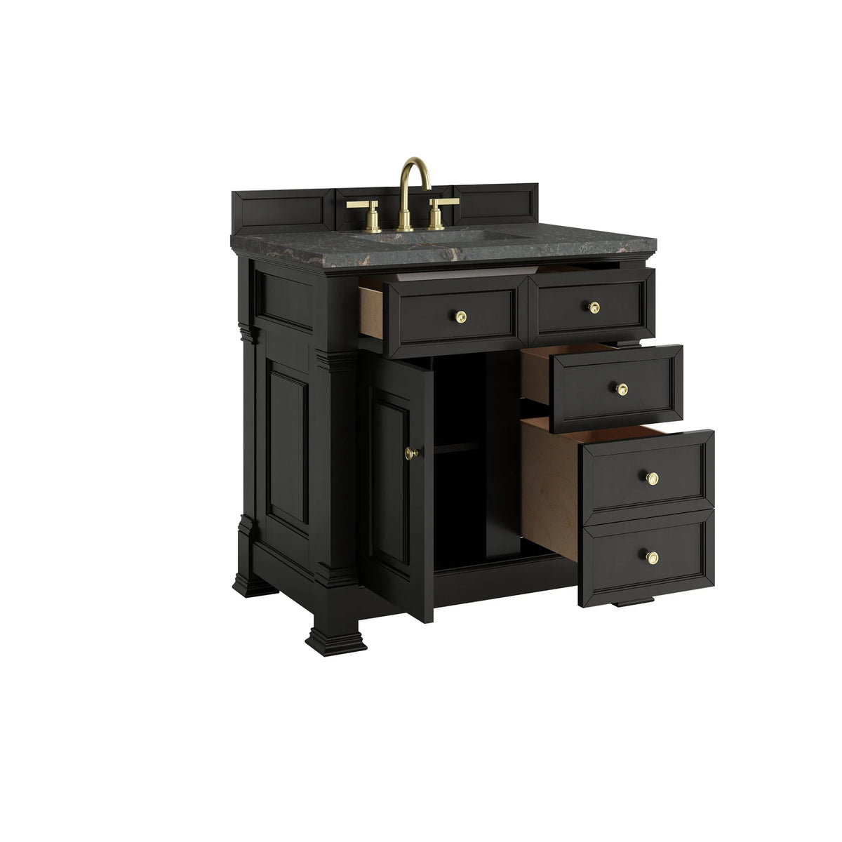 Brookfield 36" Single Vanity, Black Onyx w/ 3 CM Parisien Bleu Silestone Top