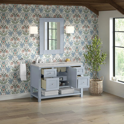 Breckenridge 48" Single Vanity, Serenity Blue, w/ 3 CM Eternal Jasmine Pearl Quartz Top
