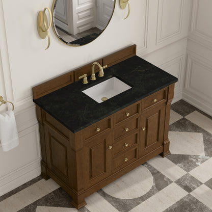 Renovate for Less Atlanta Brookfield 48" Single Vanity, Honey Oak, w/ 3 CM Phantome Eclos Top