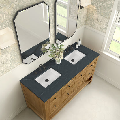 Renovate for Less Atlanta Breckenridge 60" Double Vanity, Light Natural Oak, w/ 3 CM Charcoal Soapstone Quartz Top