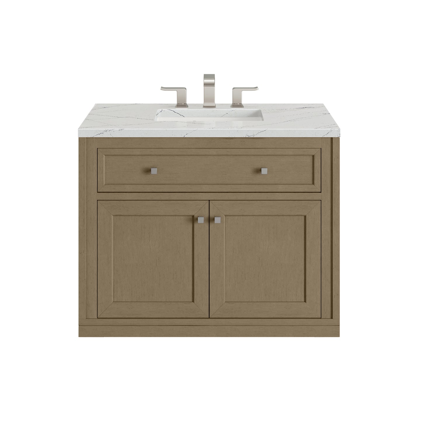 Renovate for Less Atlanta Chicago 36" Single Vanity, Walnut Whisper, w/ 3 CM Ethereal Noctis Silestone® Top
