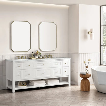 Breckenridge 72" Double Vanity, Bright White w/ 3 CM Ethereal Noctis Top