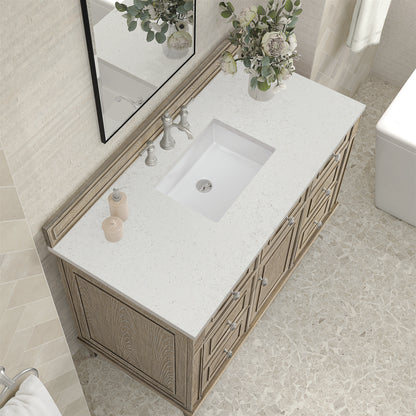 Renovate for Less Atlanta Lorelai 48" Single Vanity, Whitewashed Oak w/ 3 CM Lime Delight Silestone Top