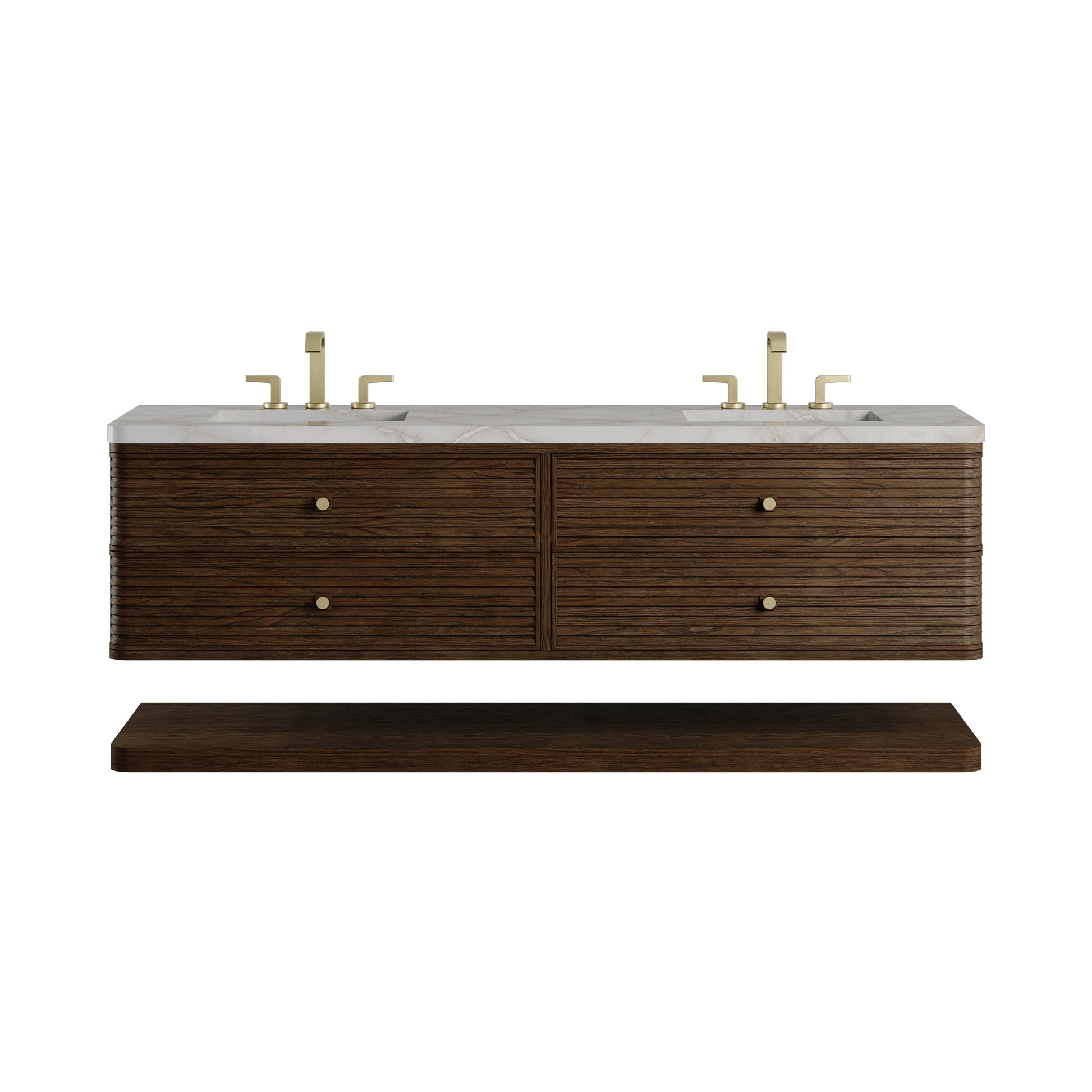 Renovate for Less Atlanta Allamari 72" Double Vanity, Sable w/ 3 CM Victorian Silver Silestone Top