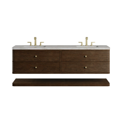 Renovate for Less Atlanta Allamari 72" Double Vanity, Sable w/ 3 CM Victorian Silver Silestone Top