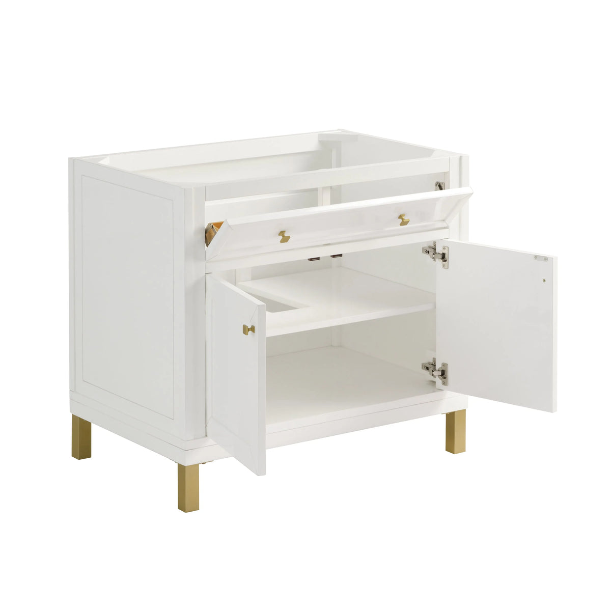 Chicago 36" Single Vanity, Glossy White, w/ 3 CM Carrara Marble Top