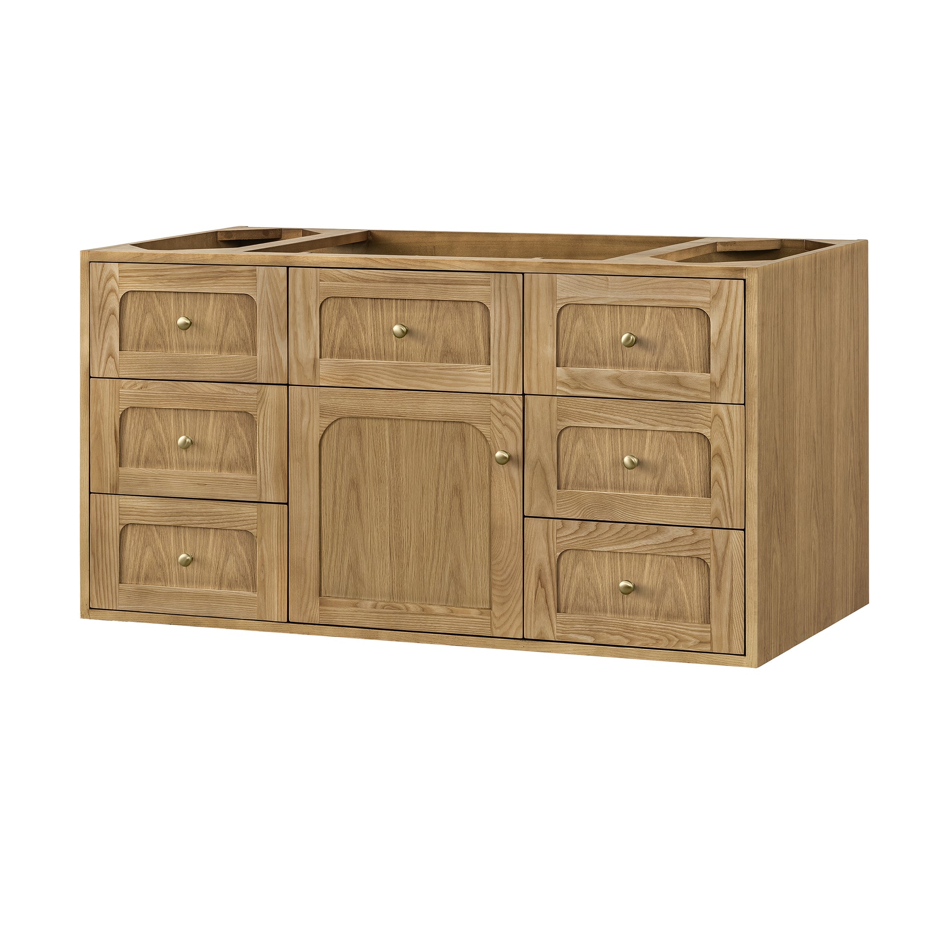 Renovate for Less Atlanta Laurent 48" Single Vanity, Light Natural Oak w/ 3 CM Victorian Silver Top w/FreePower Wireless Charger