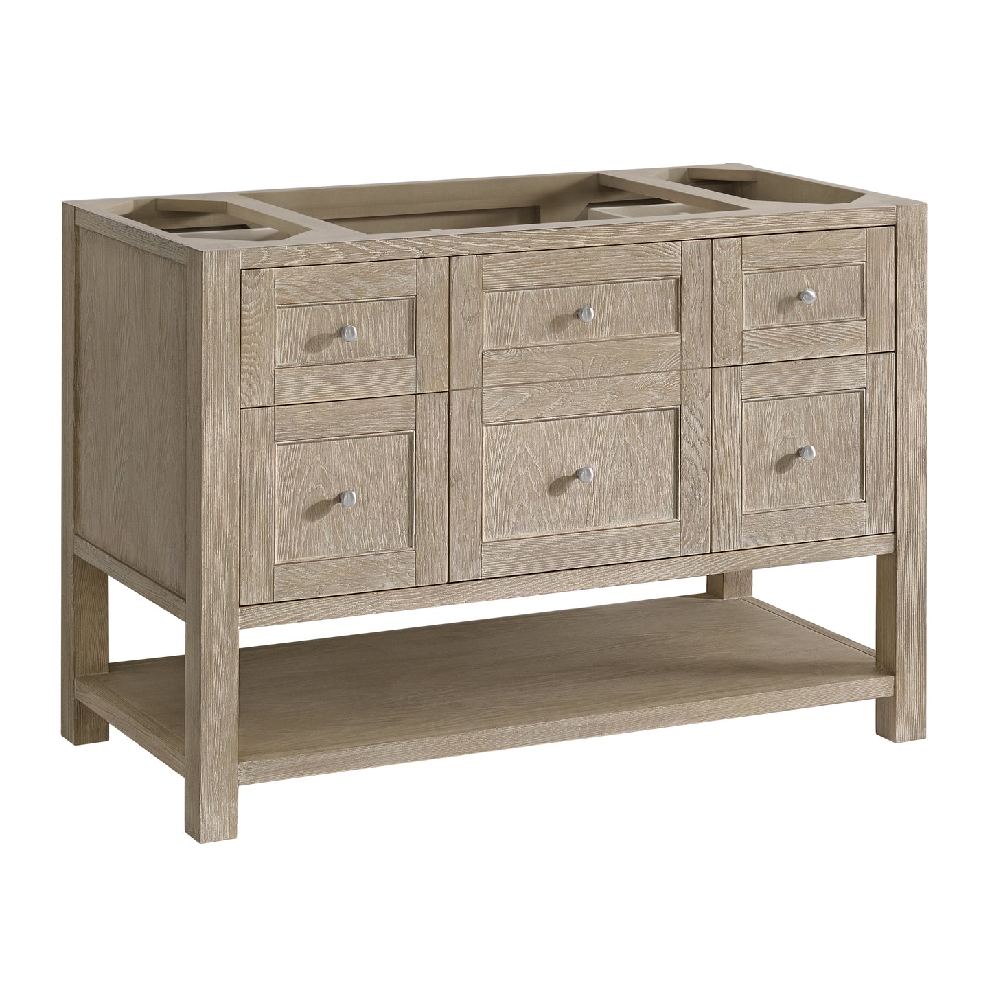 Renovate for Less Atlanta Breckenridge 48" Single Vanity, Whitewashed Oak w/ 3 CM White Zeus Silestone Top