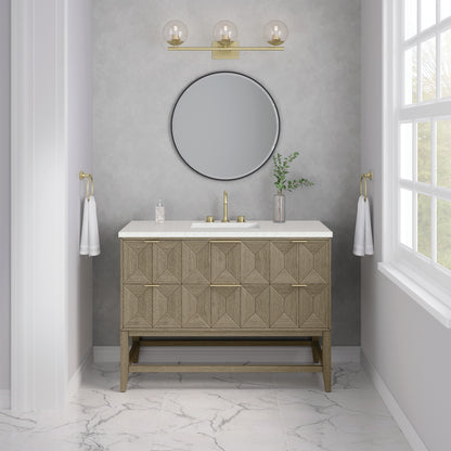 Renovate for Less Atlanta Emmeline 48" Single Vanity, Pebble Oak w/ 3 CM Lime Delight Silestone Top