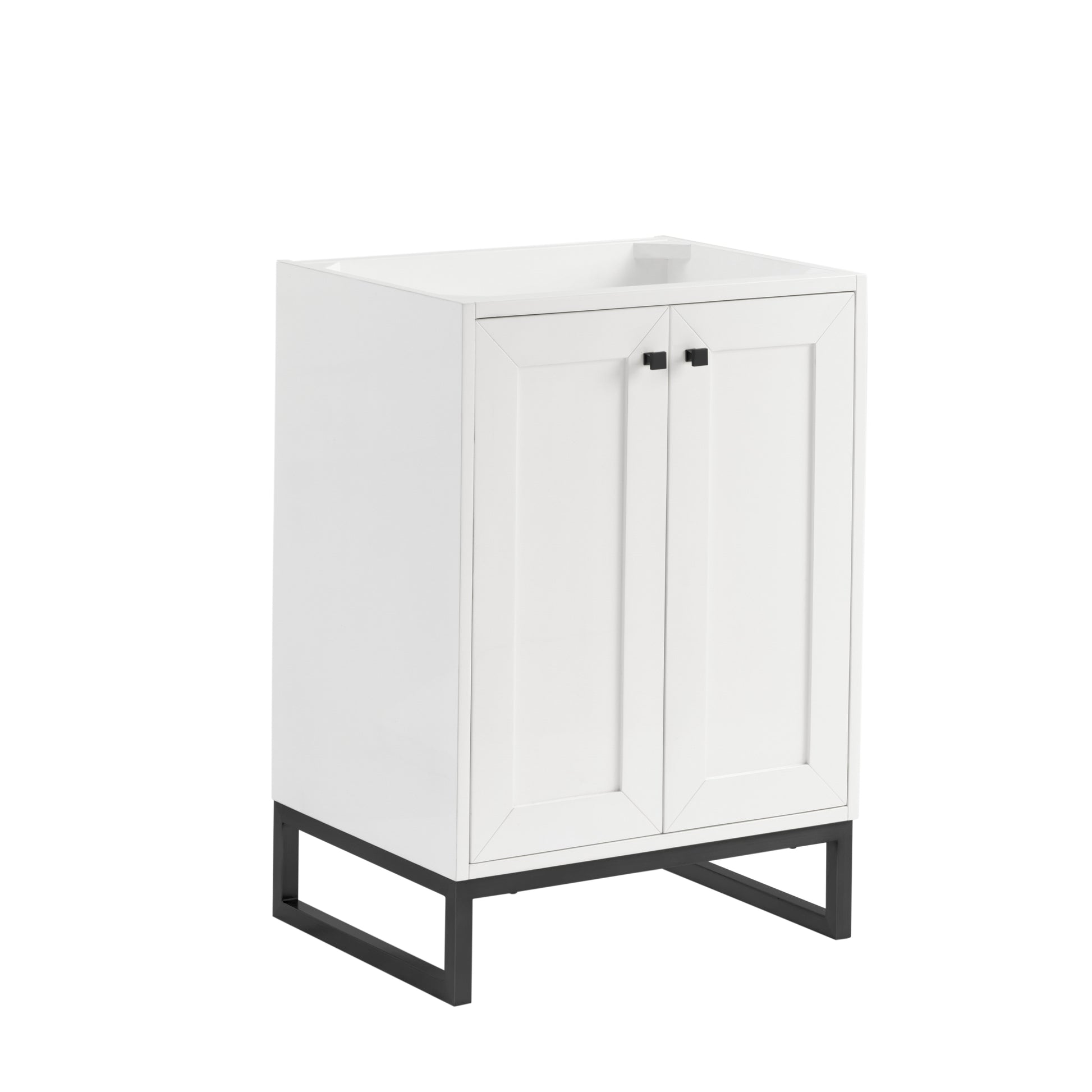 Renovate for Less Atlanta Chianti 24" Single Cabinet, Glossy White, Matte Black