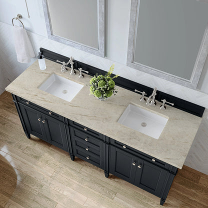 Brittany 72" Double Vanity, Black Onyx, w/ 3 CM Tajnar Eclos Top