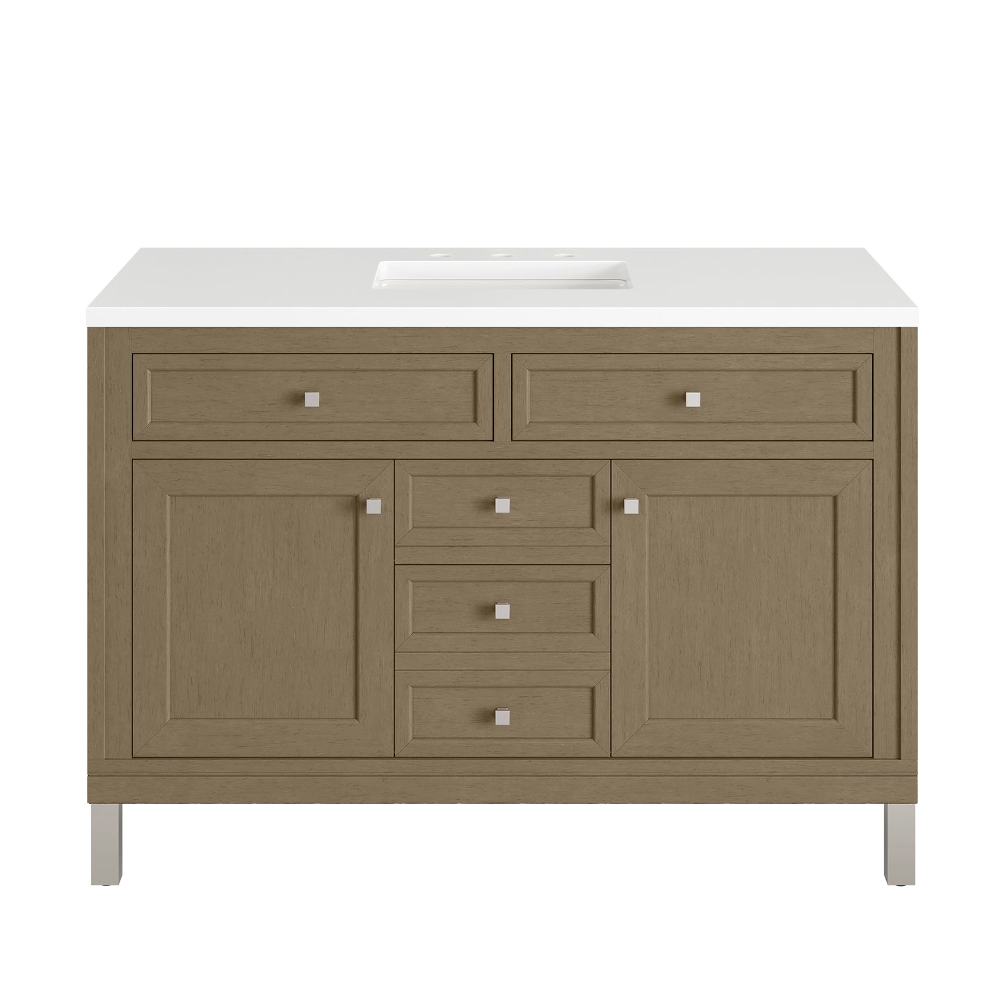Renovate for Less Atlanta Chicago 48" Single Vanity, Walnut Whisper, w/ 3 CM White Zeus Silestone® Top