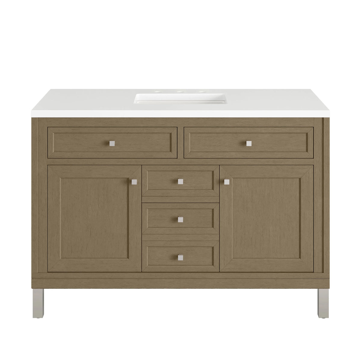 Chicago 48" Single Vanity, Walnut Whisper, w/ 3 CM White Zeus Silestone® Top