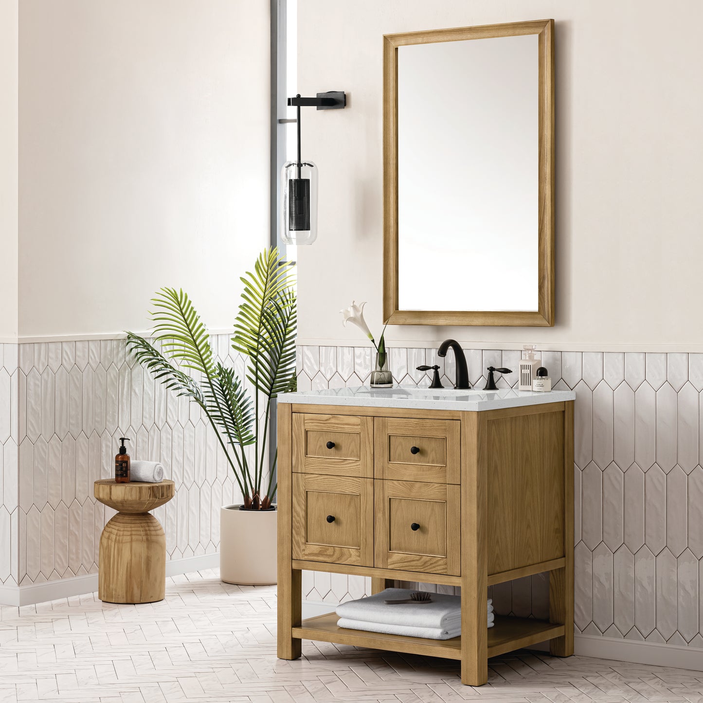Renovate for Less Atlanta Breckenridge 30" Single Vanity, Light Natural Oak w/ 3 CM Lime Delight Top